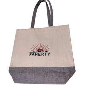 FAHERTY Canvas Tote Bag 15" x 14.5" Double Handle Beach Bag Faherty Logo Shopper